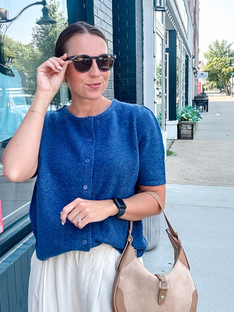 Denim Blue SS Knit Sweater