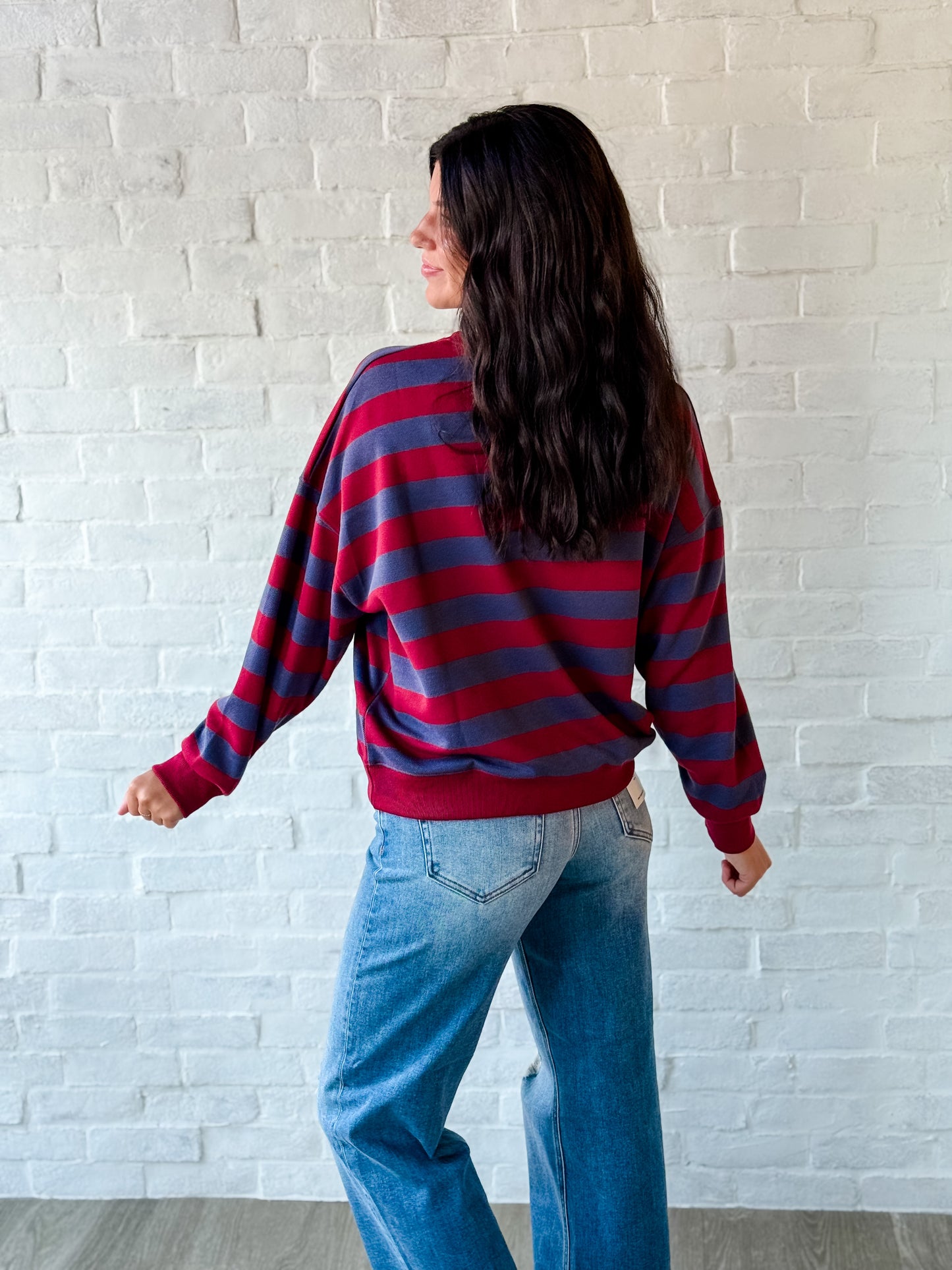 Wine + Charcoal Pullover Sweatshirt