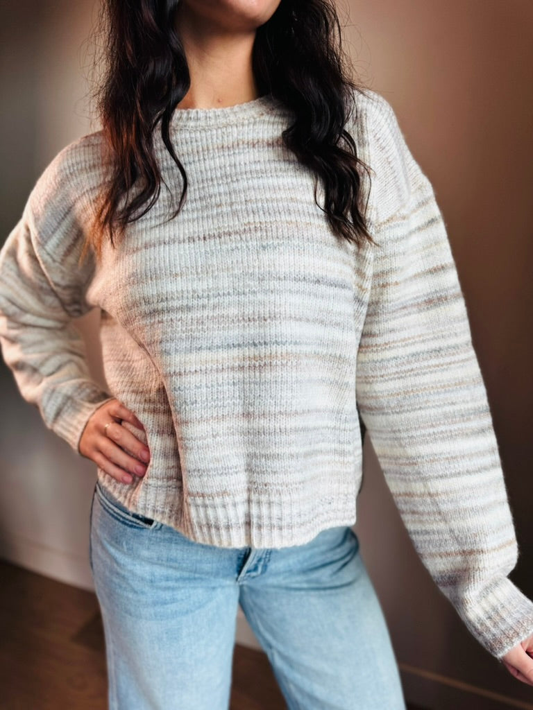 Ivory + Neutral Stripe Sweater