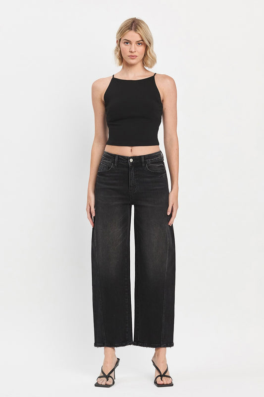 Vervet Black High Rise Barrel Jeans