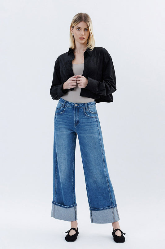 Vervet Baggy Cuff Wide Leg Jeans