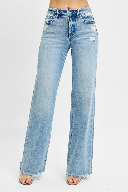 Risen Mid Rise Light Wash Jeans