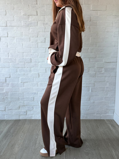 Coco Brown Straight Leg Track Pants