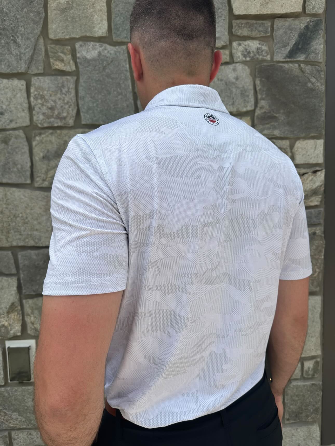 Flag and Anthem Gray Camo Polo