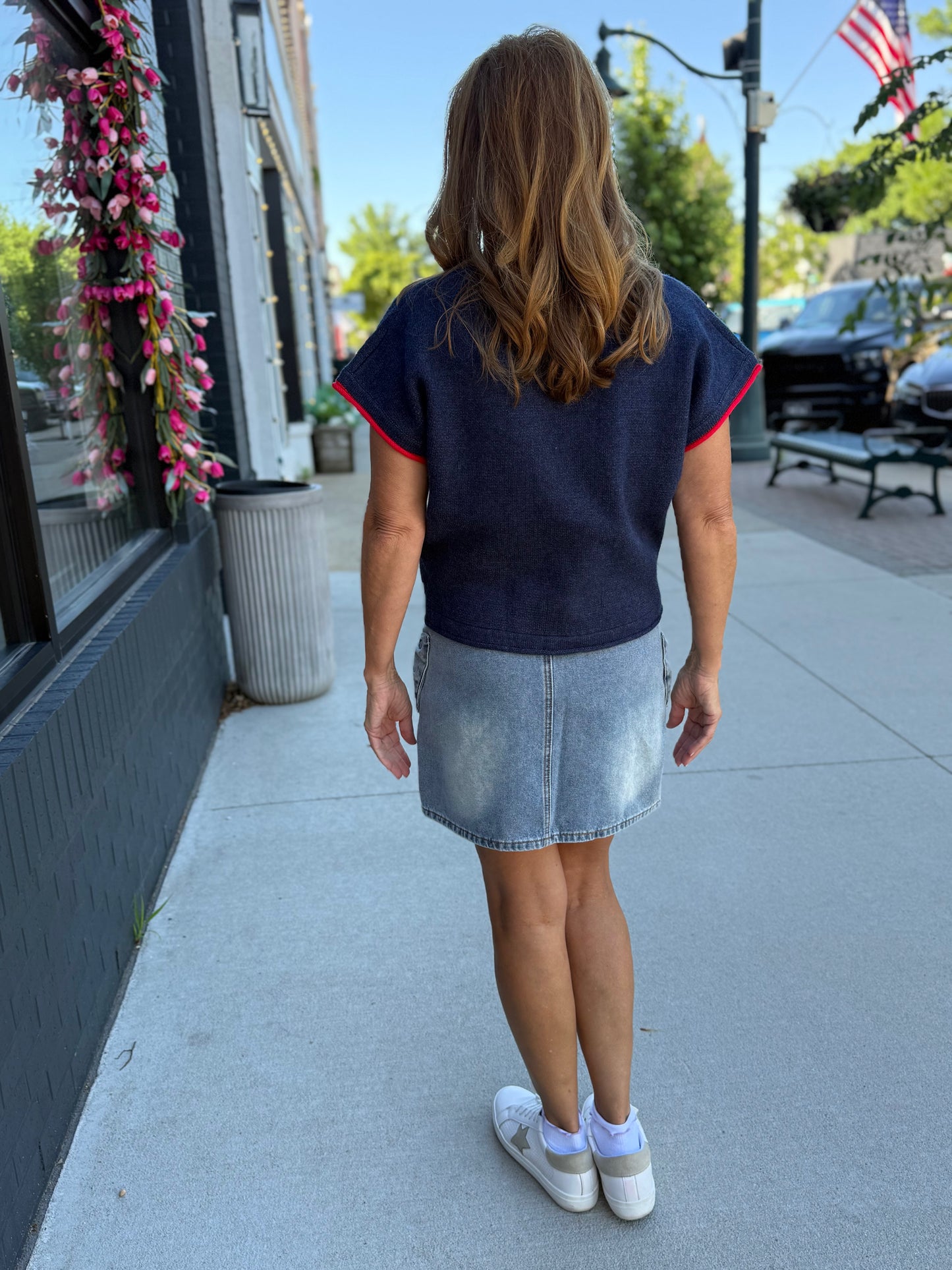 Bow Denim Mini Skirt