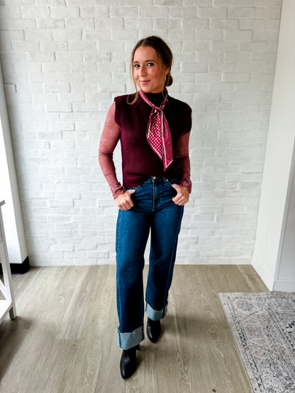 Plum Mock Neck Sweater Tank