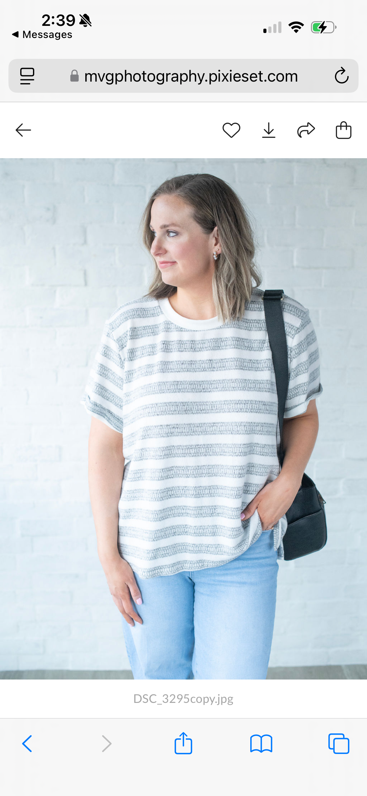 Gray + White Stripe SS Top