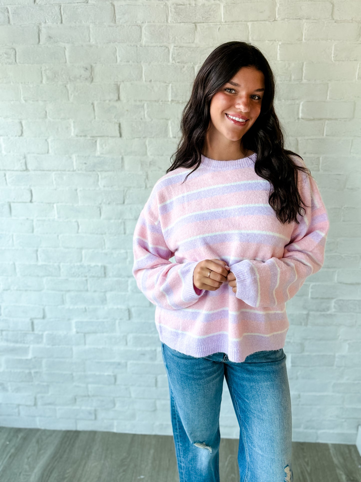 Pink + Purple Multi Stripe Sweater