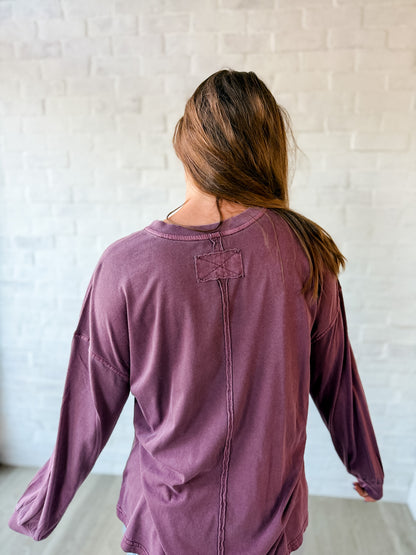 Maroon Washed Sleeve Crewneck