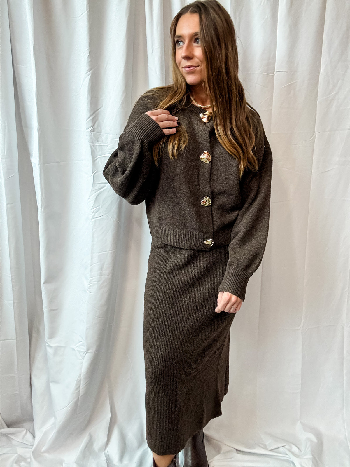 Brown Button Down Sweater
