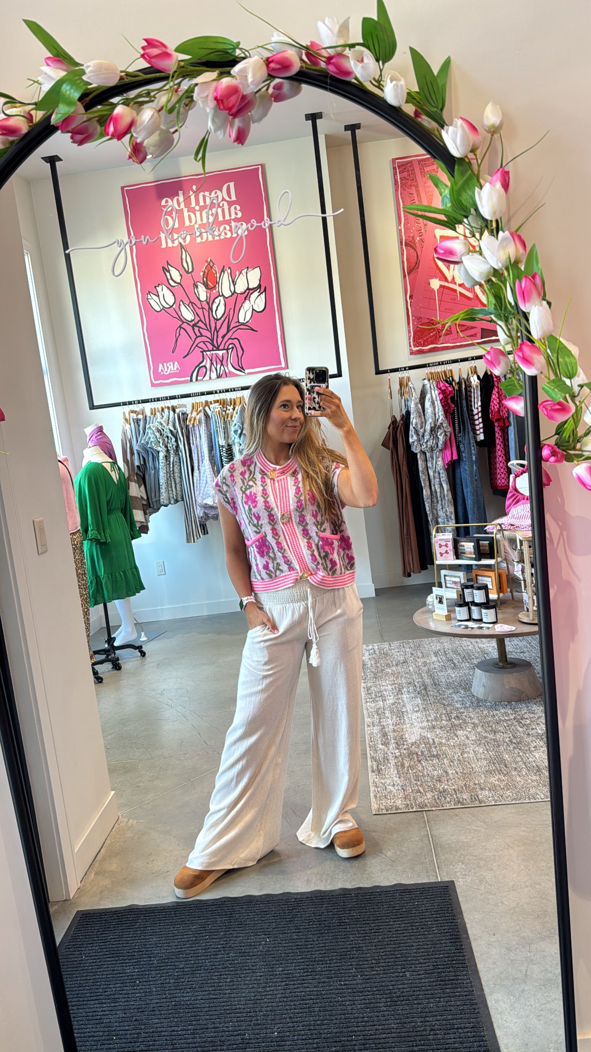Oatmeal Linen Smocked Pants