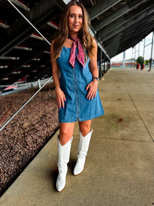 Denim Cami Zip Mini Dress