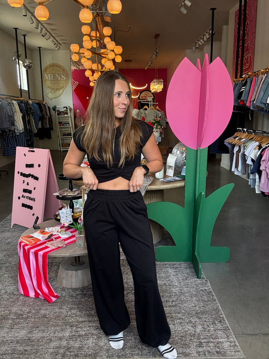 Black Jogger + Crop Shirt Set