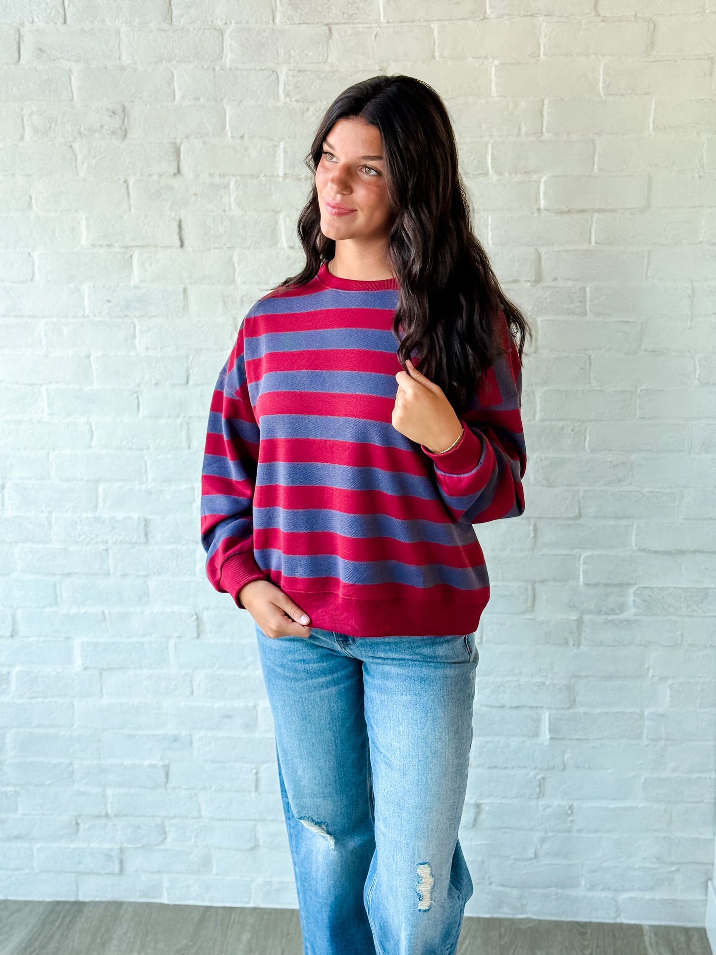 Wine + Charcoal Pullover Sweatshirt