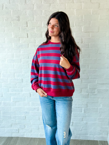 Wine + Charcoal Pullover Sweatshirt
