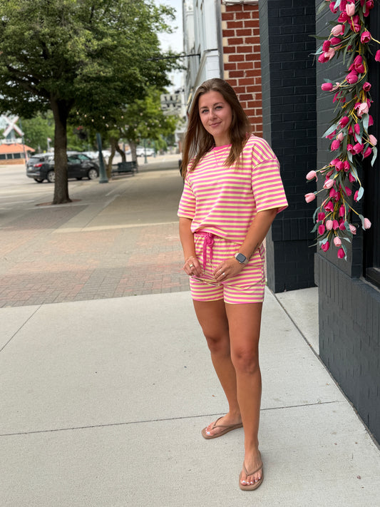 Pink + Yellow Stripe Set