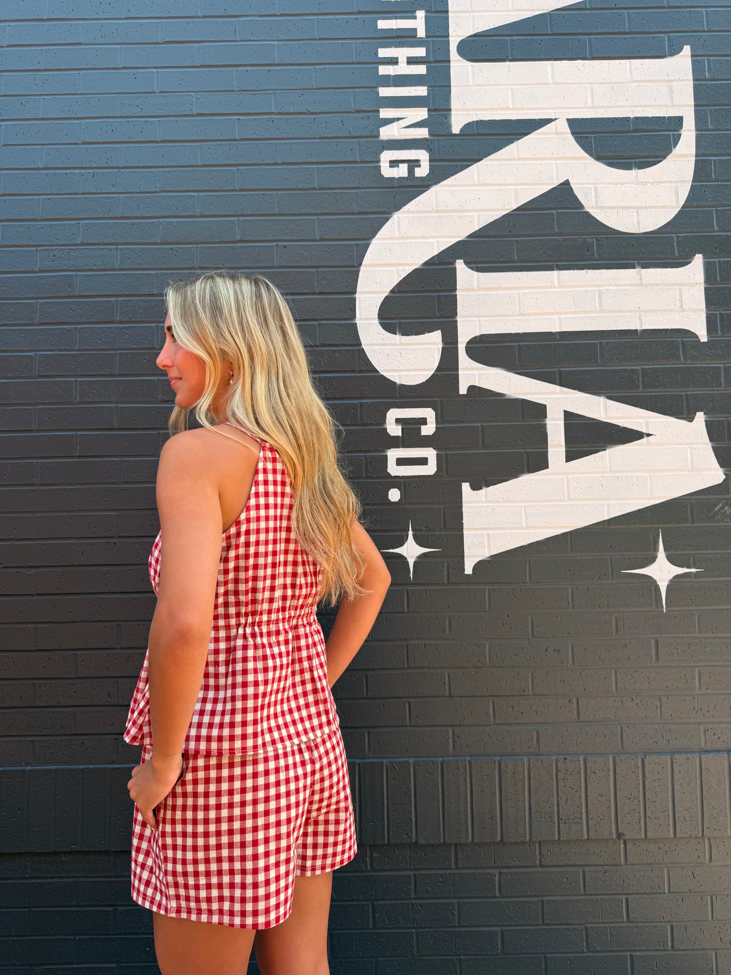 Red Gingham Halter + Shorts Set