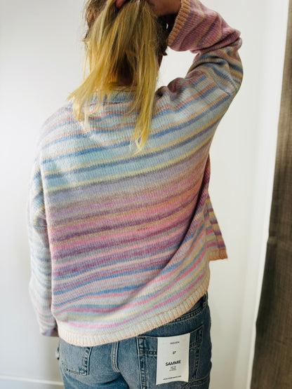 Pastel Rainbow Button Sweater