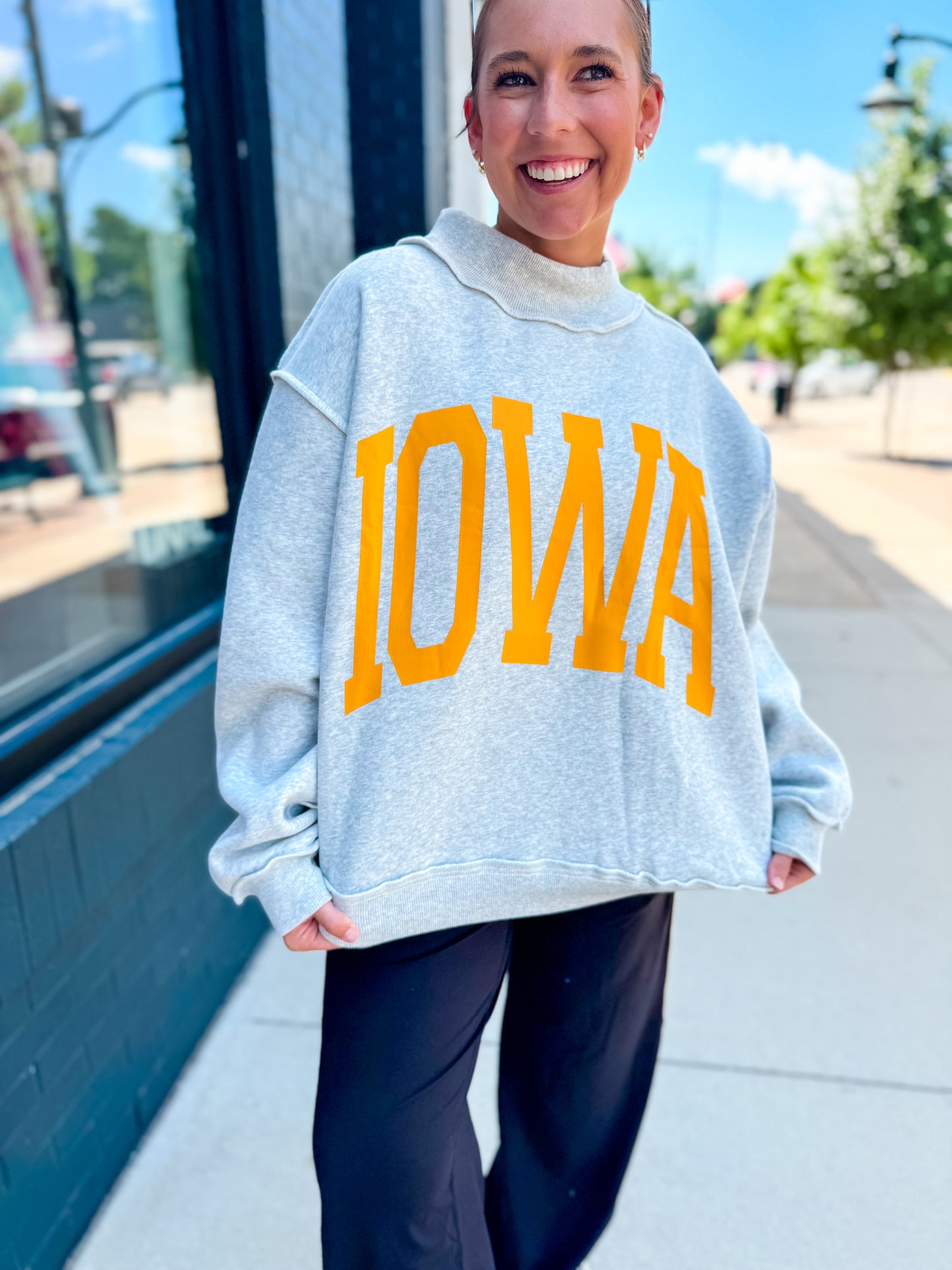 Gray IOWA Reversible Mockneck