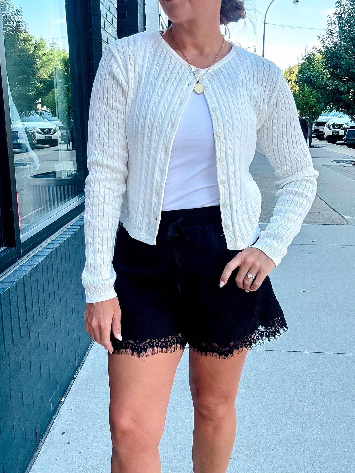 Black Lace Trim Shorts