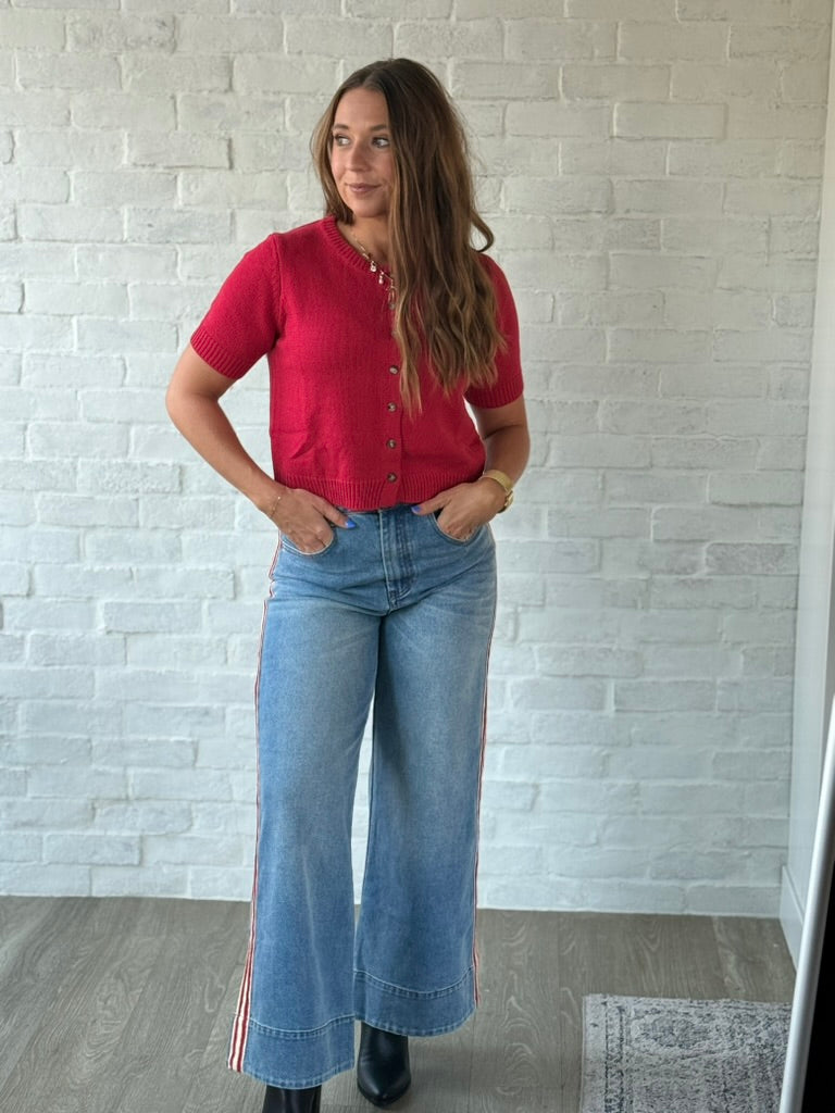 Denim Red Side Stripe Denim Pants
