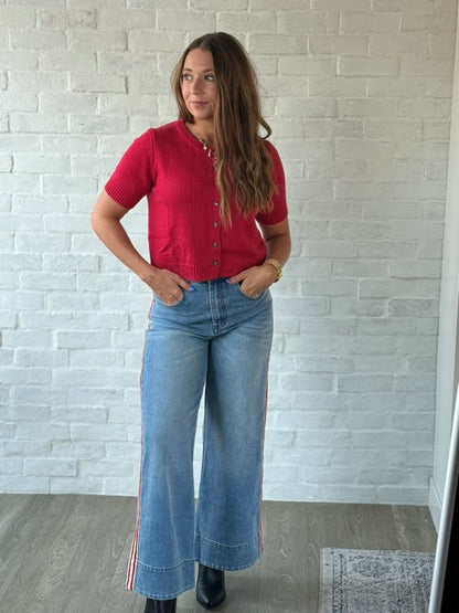Denim Red Side Stripe Denim Pants