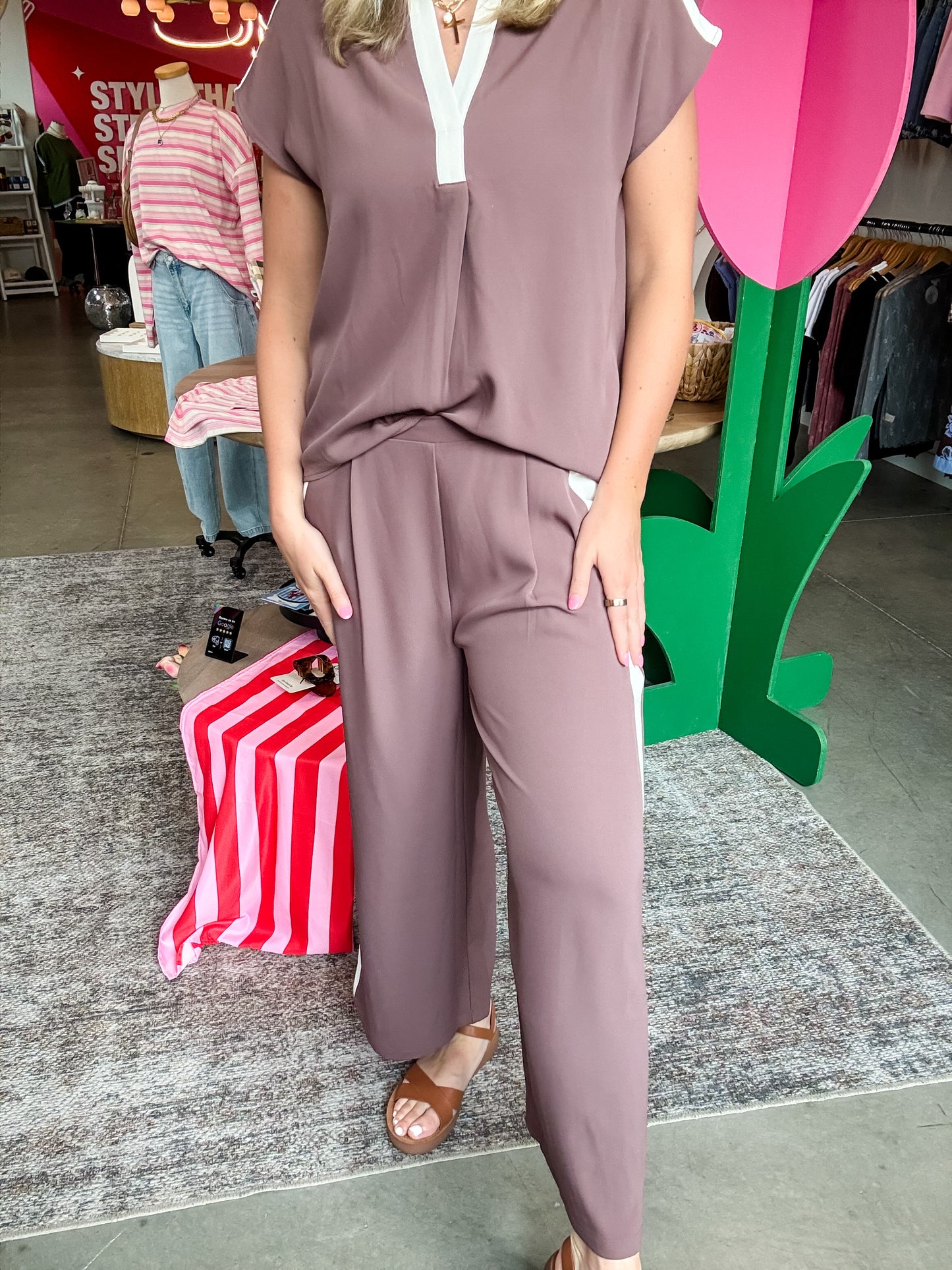 Wildberry Stripe Wide Leg Pants