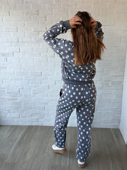 Gray Polka Dot Barrel Sweatpants