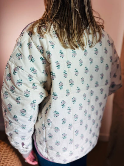 Ecru Floral Quilted Jacket