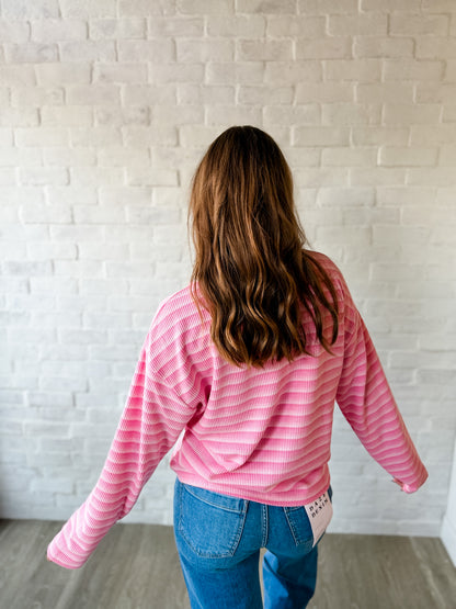 Pink Multi Stripe LS Top