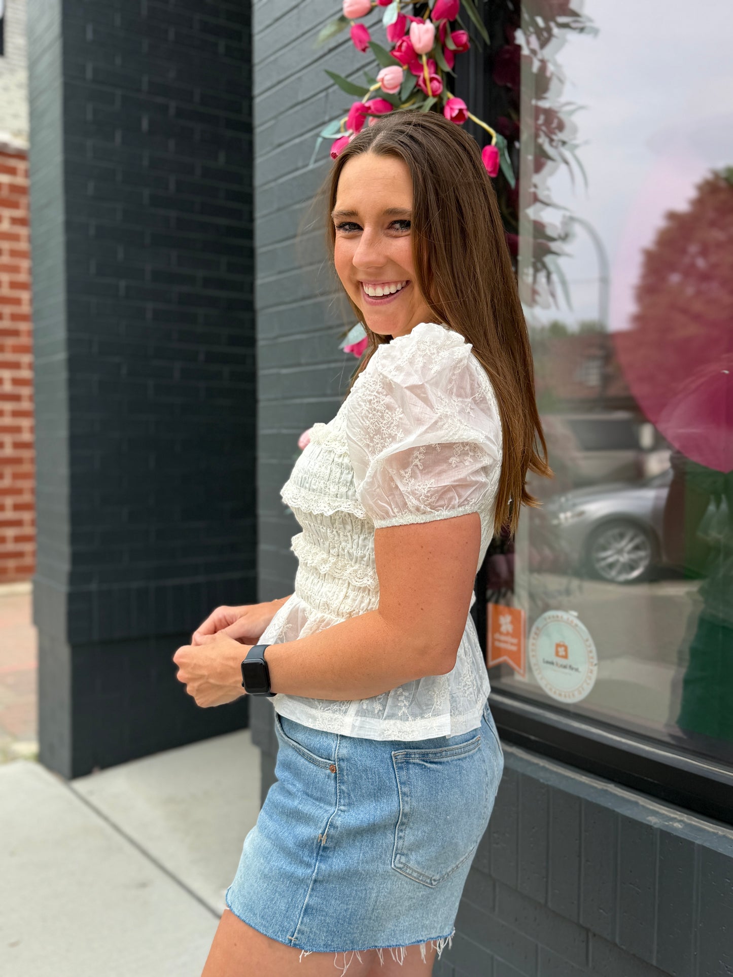 Ecru Smoked Blouse