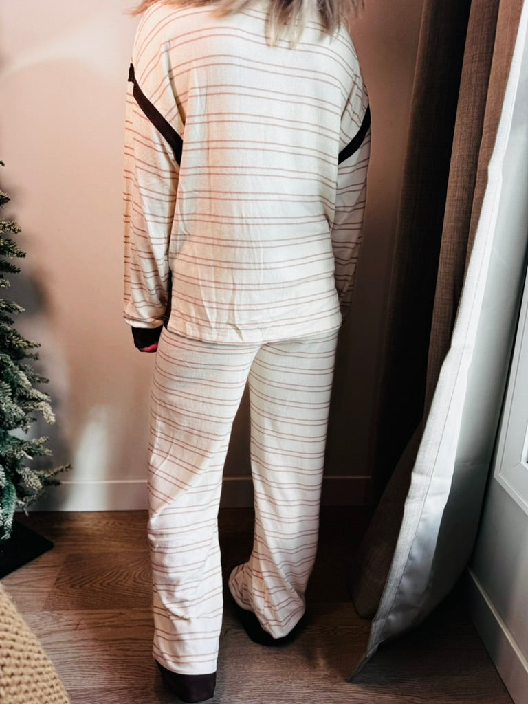 Cream + Taupe Stripe Lounge Set