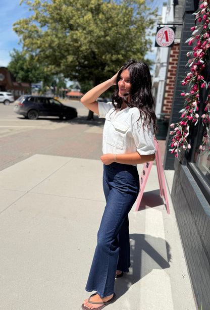 Indigo Soft Denim Flared Pants