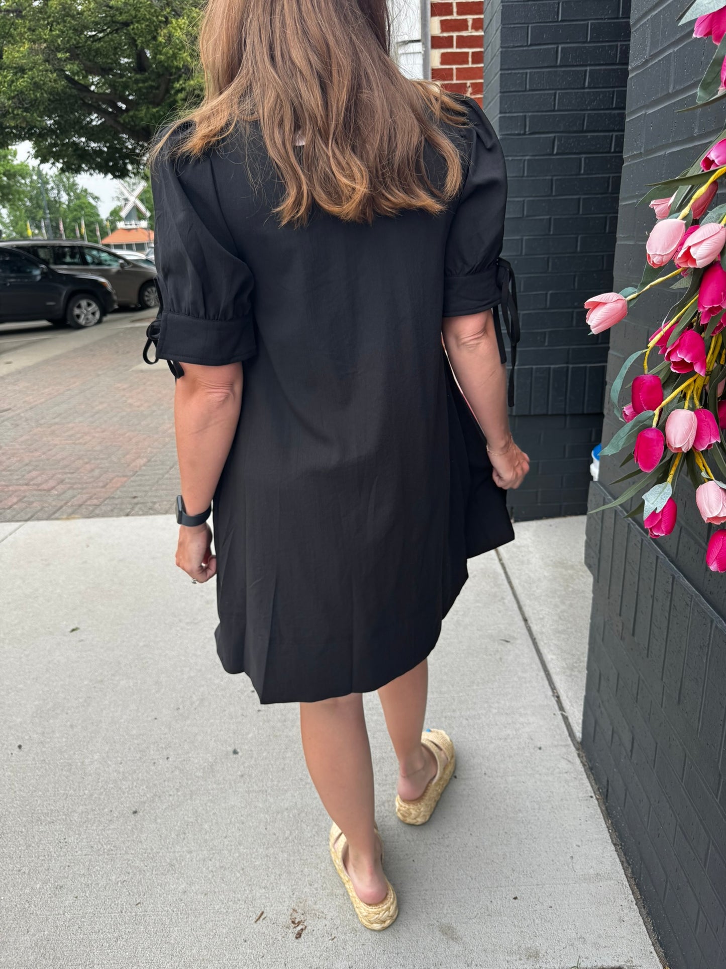 Black Puff Sleeve Baby Doll Dress