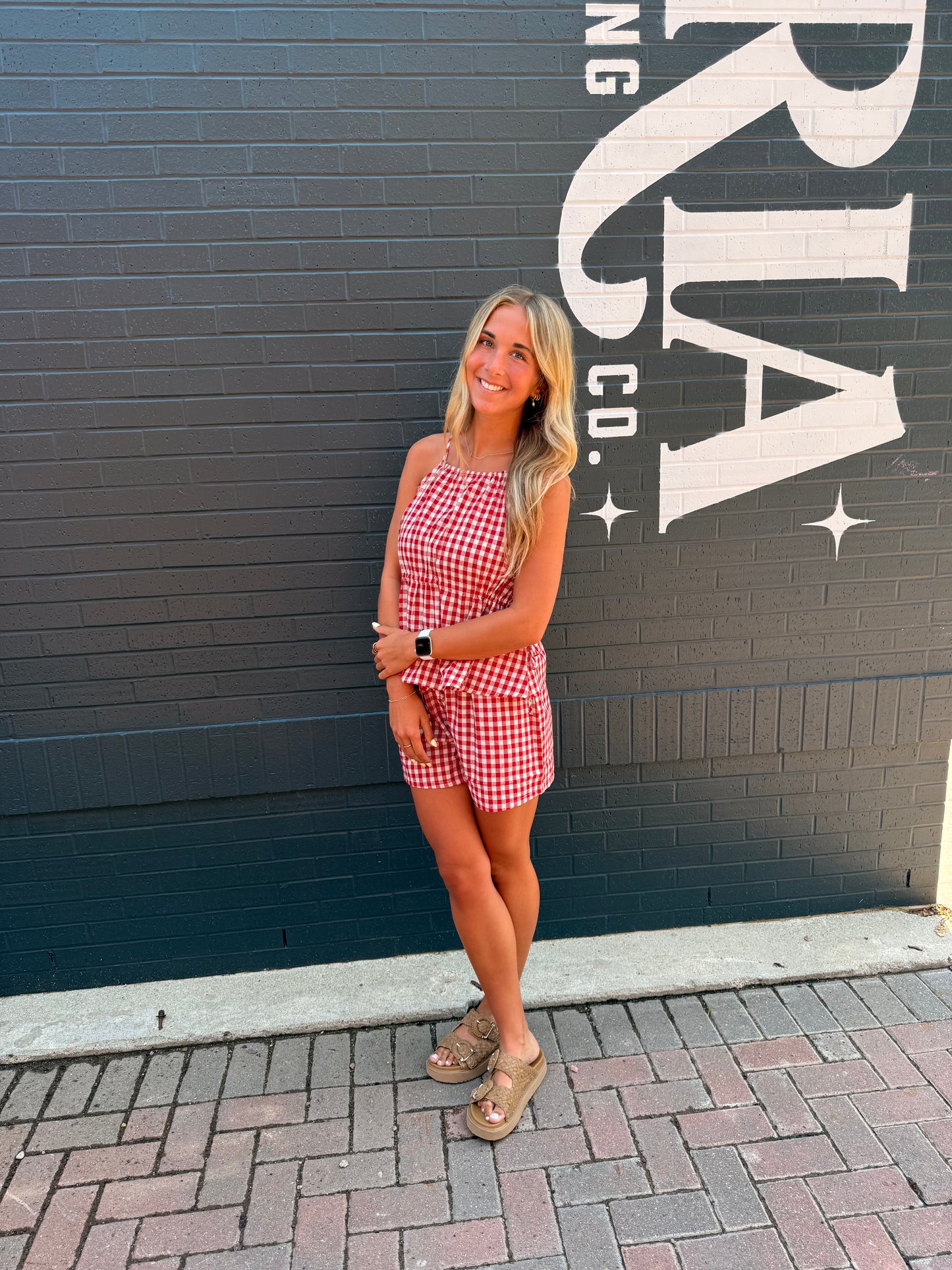 Red Gingham Halter + Shorts Set