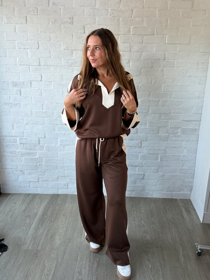 Coco Brown Straight Leg Track Pants