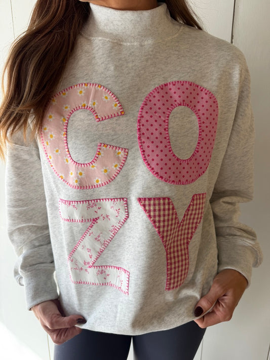 "COZY" Printed Mockneck