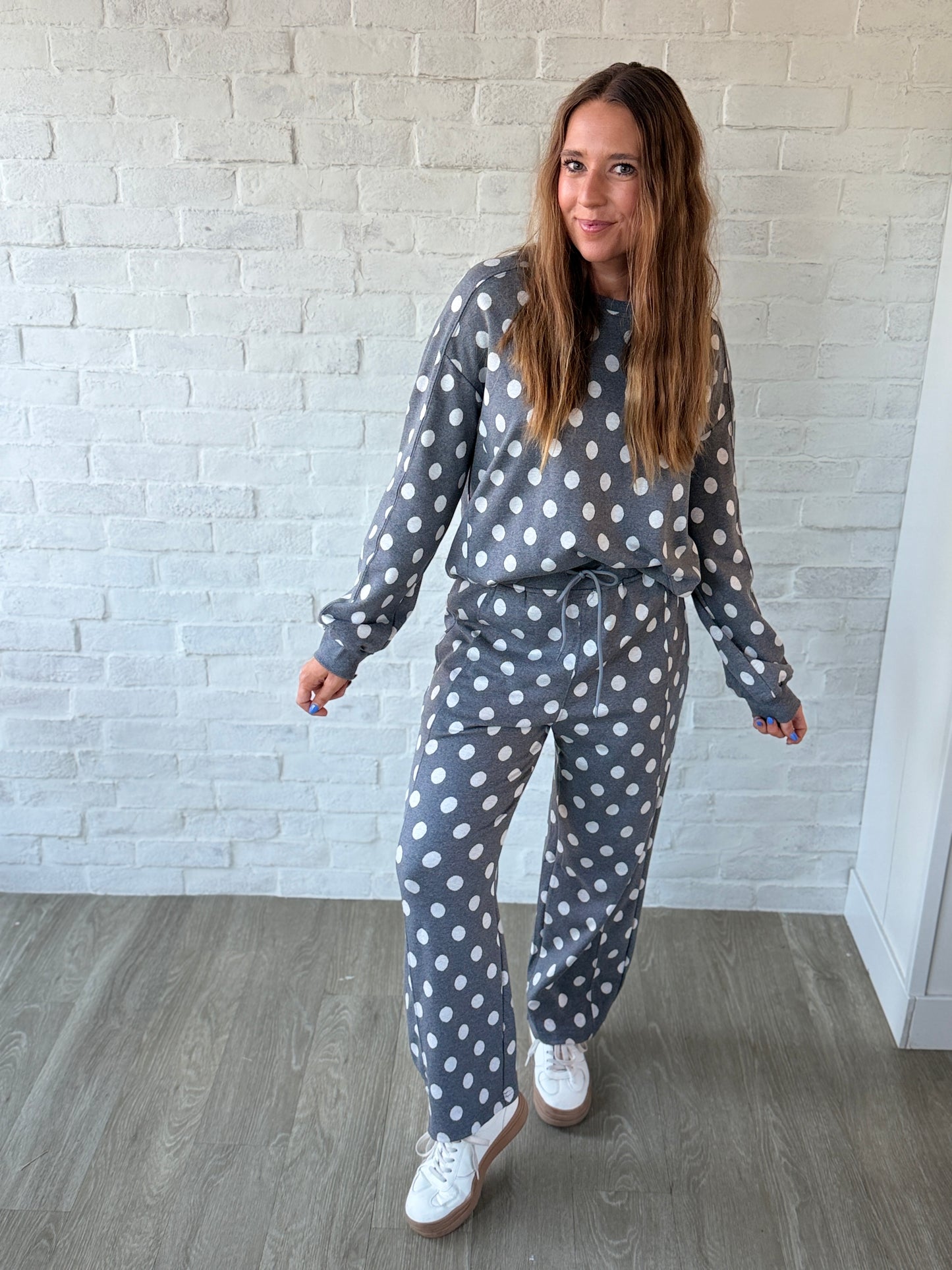 Gray Polka Dot Crewneck