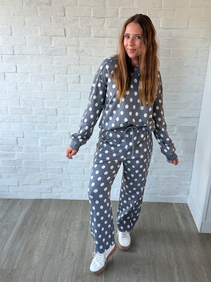 Gray Polka Dot Crewneck