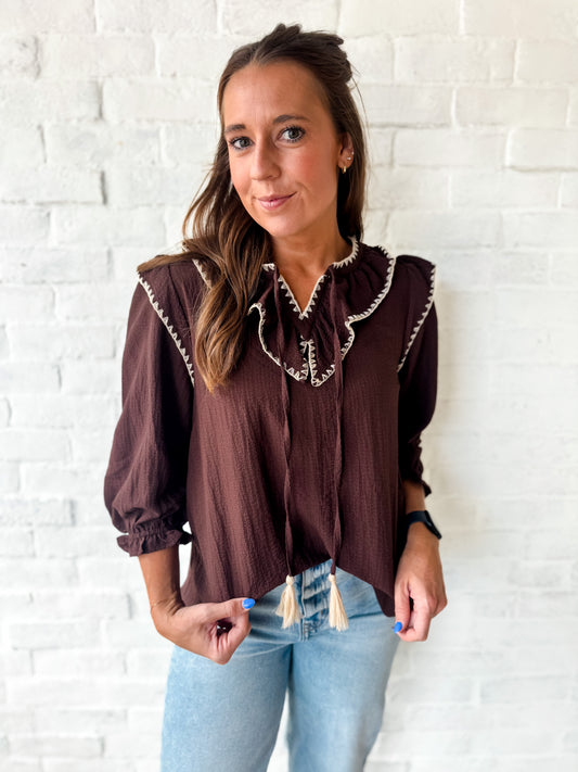 Chocolate Stitched Blouse