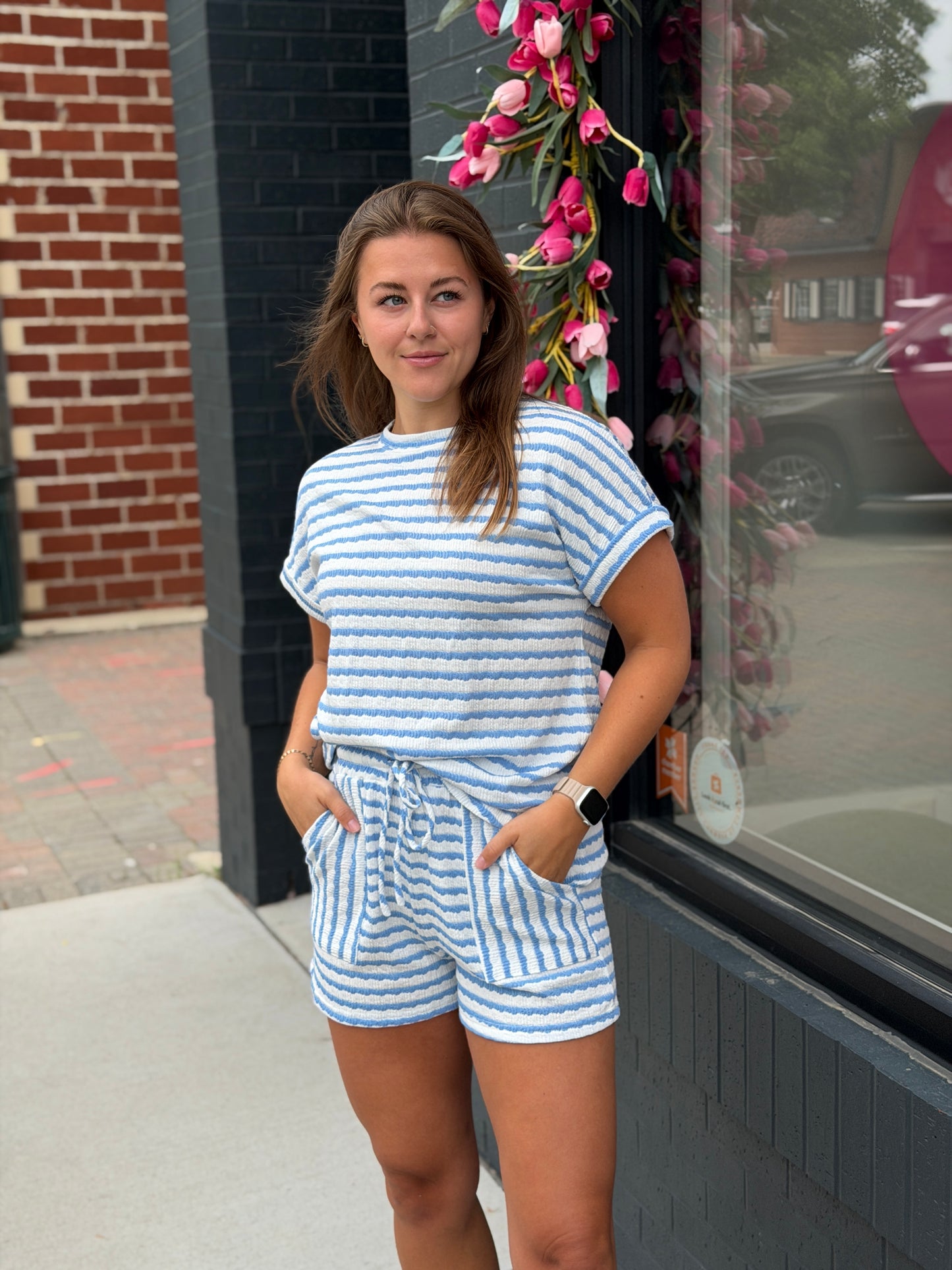 Blue Stripe Knit Set