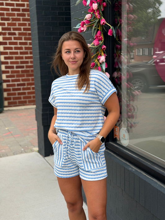 Blue Stripe Knit Set