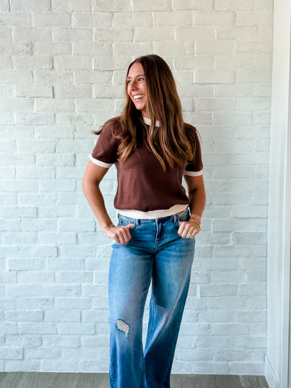 Brown SS Block Sweater