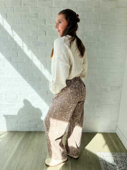 Mocha Bambi Print Barrel Pants