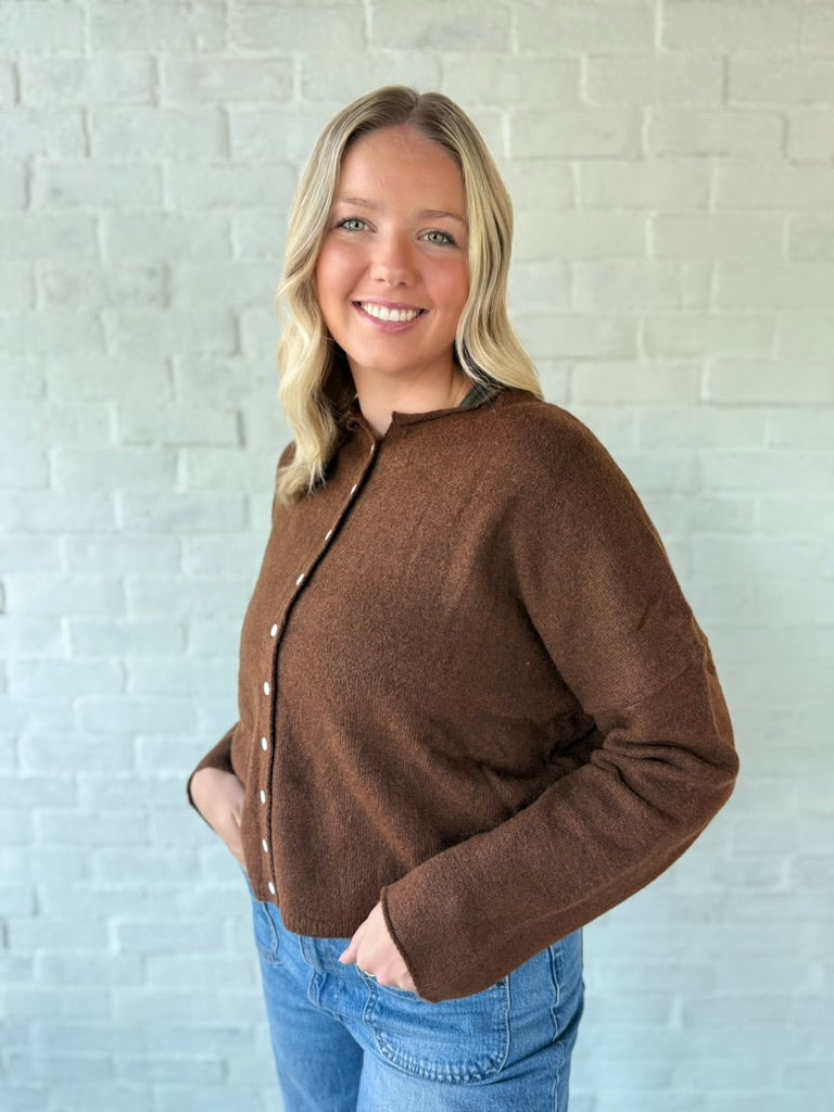 Chocolate Button Cardigan Sweater