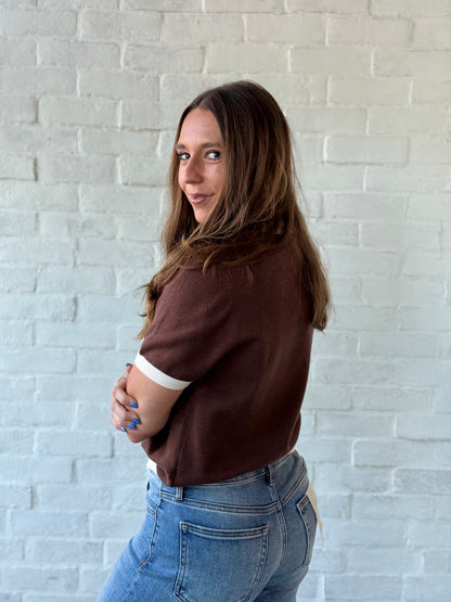 Brown SS Block Sweater