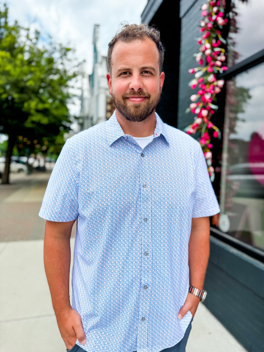 Flag + Anthem Blue Medallian Button Down
