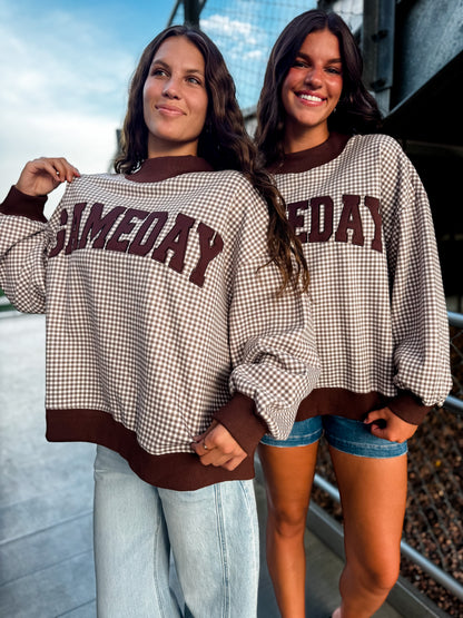 GAMEDAY Gingham Mockneck