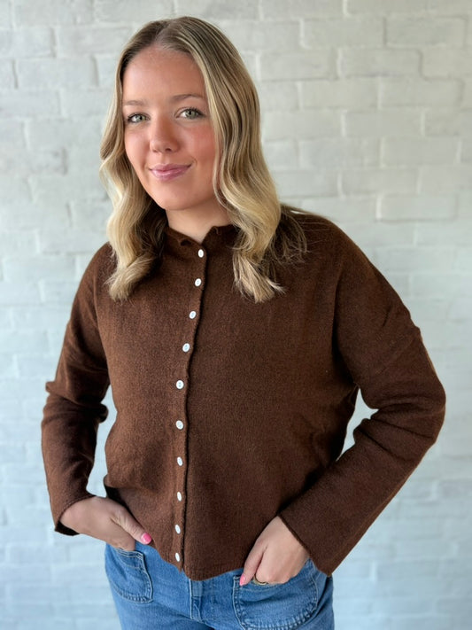Chocolate Button Cardigan Sweater
