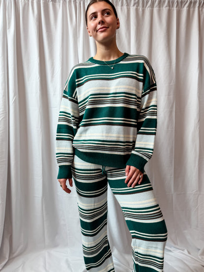 Green Multi Stripe Sweater + Pant Set